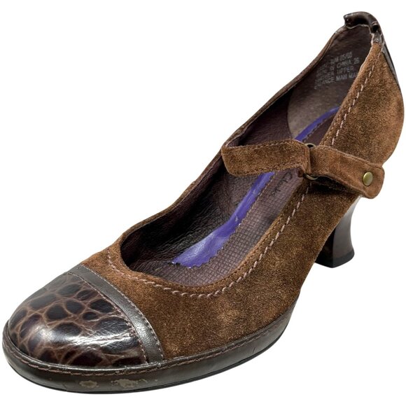 INDIGO by Clarks Brown Suede Mary Jane Spool Heel Pumps - Picture 3 of 11